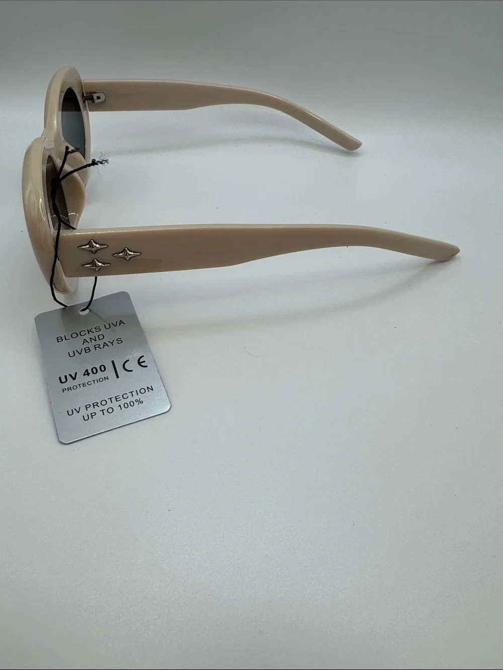 Women’s Beige Oval Sunglasses - UV Protection
